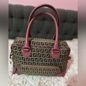Fendi Monogram Brown and Pink Satchel